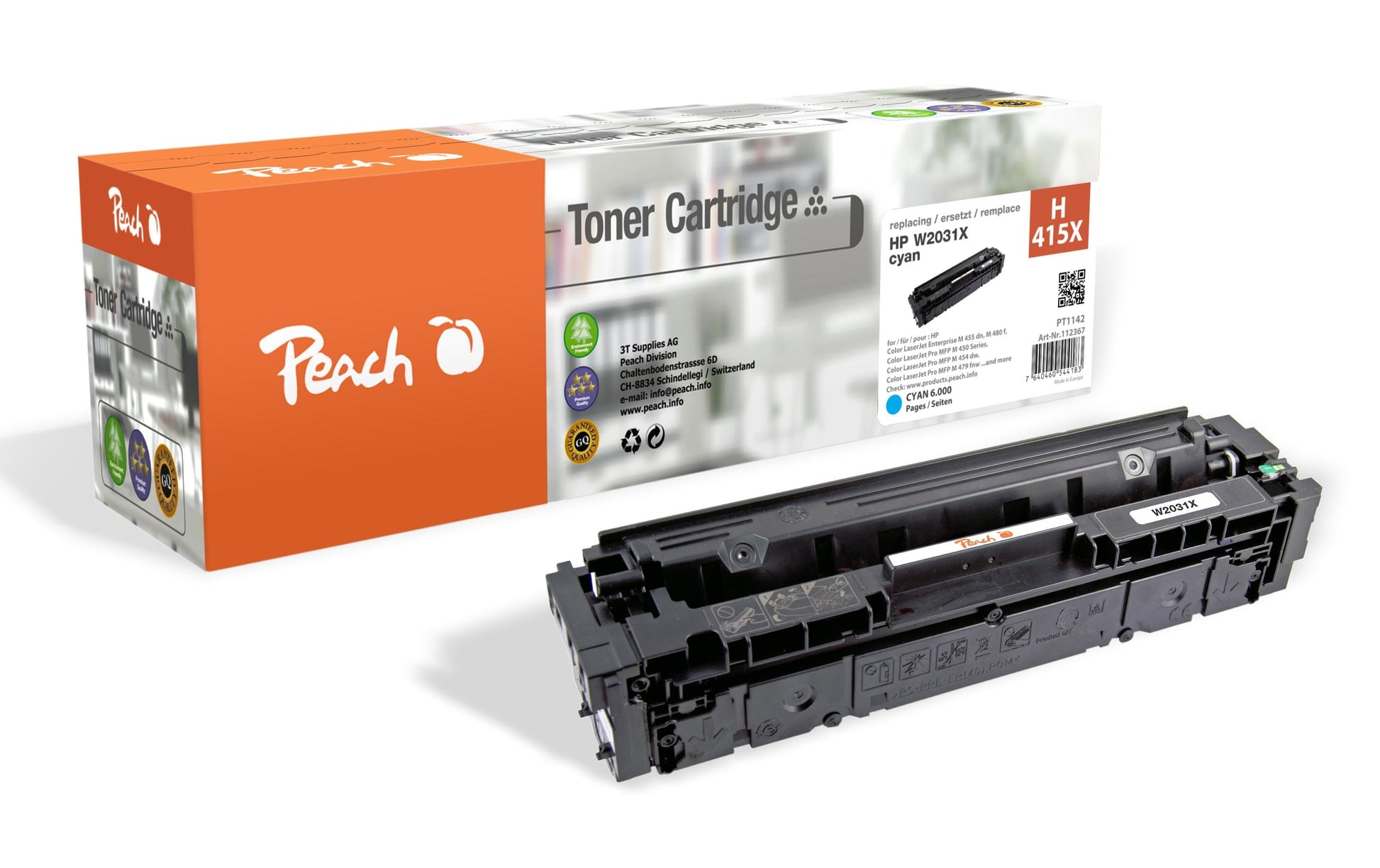 Peach Toner 415X/W2031X – cyan, 6000 Seiten – für HP M 479 dn, M 479 dw, M 479 fdn und andere