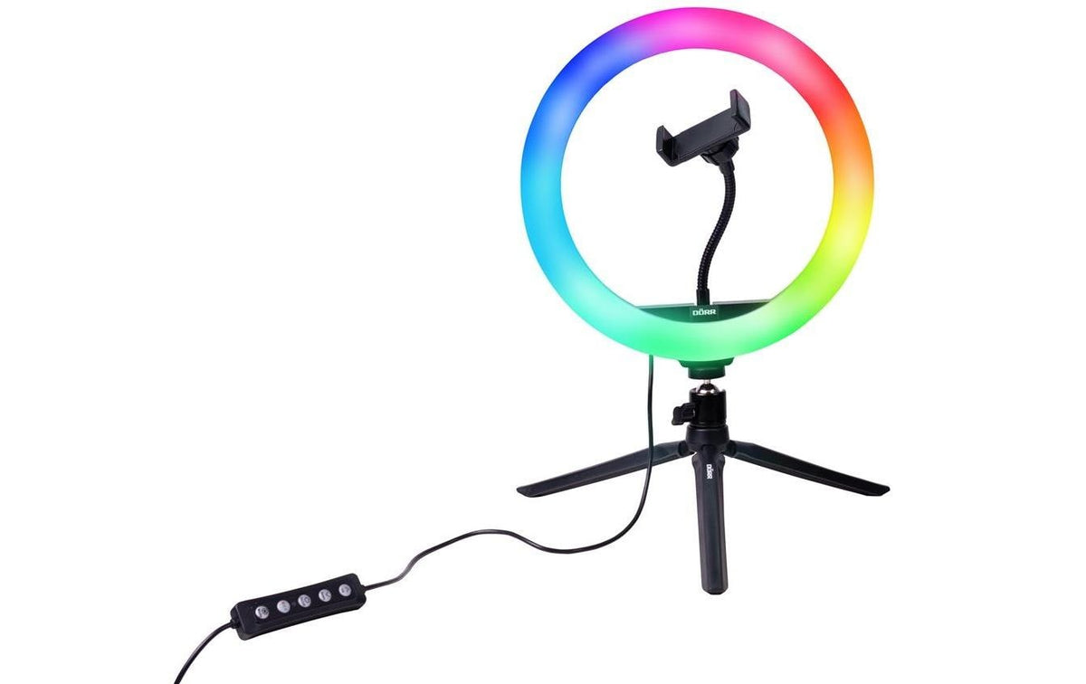 Dörr VL-26 RGB Ringlicht – 330 lm, 3000–6000 K, Ø 26 cm – 1/4" Gewinde