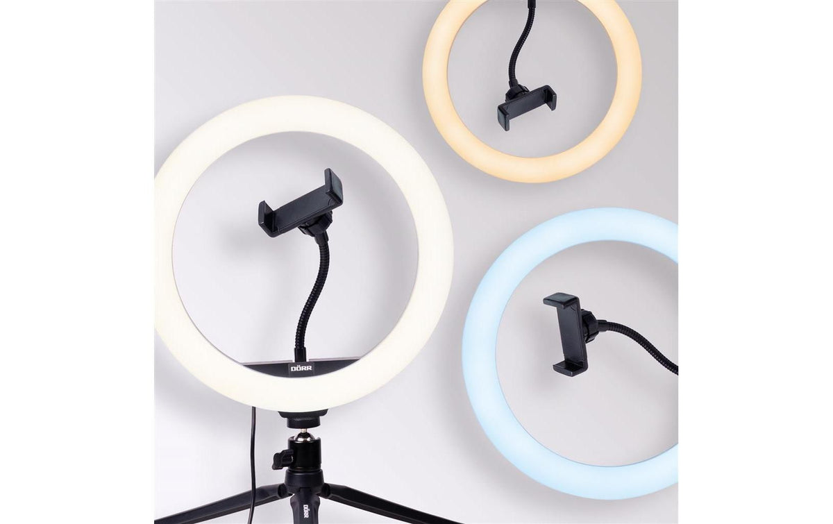 Dörr VL-26 RGB Ringlicht – 330 lm, 3000–6000 K, Ø 26 cm – 1/4" Gewinde