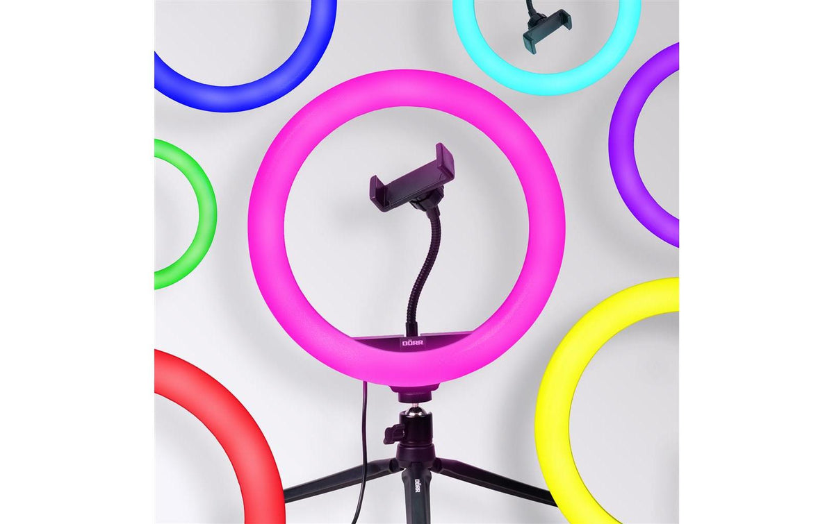 Dörr VL-26 RGB Ringlicht – 330 lm, 3000–6000 K, Ø 26 cm – 1/4" Gewinde