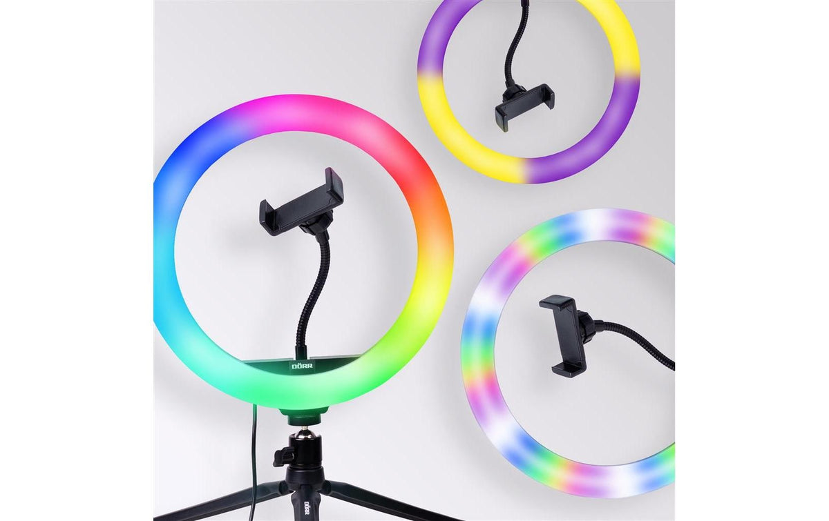 Dörr VL-26 RGB Ringlicht – 330 lm, 3000–6000 K, Ø 26 cm – 1/4" Gewinde