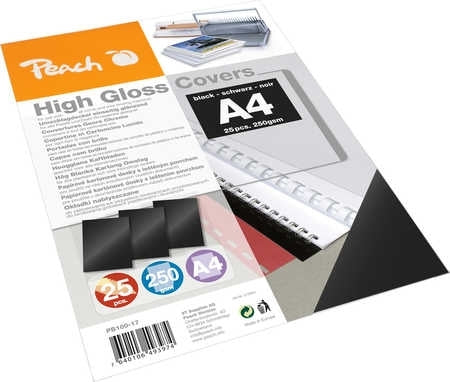 Peach Umschlagdeckel – A4 – 250 g/m², glänzend, schwarz – 25 Stk.