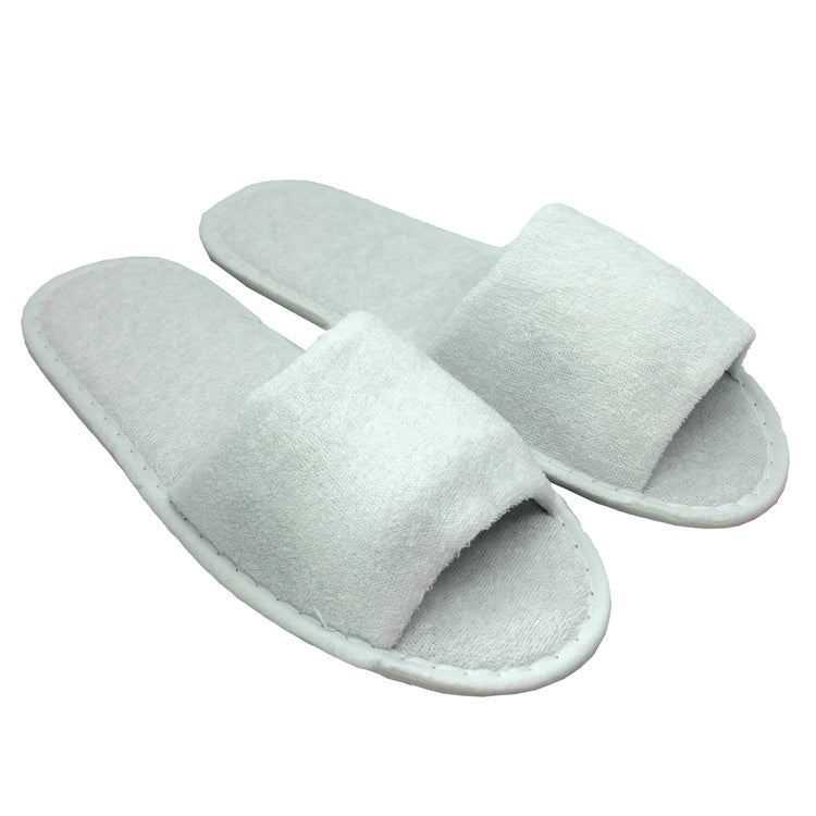 Slipper Standard – 29 cm, 100 Paar – Weiss, Kunstfaserfrottee, offen