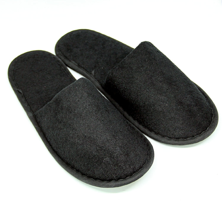 Standard Hausschuhe – 29 cm, 100 Paar – Schwarz, Frottee 220 g/m², Antirutschsohle, geschlossen