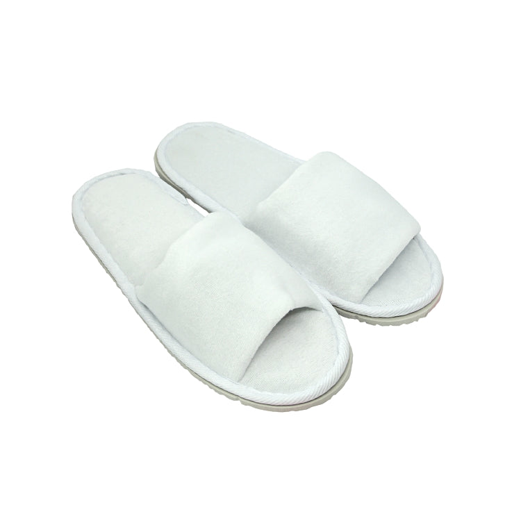 Slipper Premium – 31 cm, 100 Paar – Velour, Weiss, Offen, EVA-Sohle 5 mm, Rutschhemmend