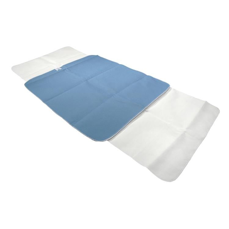 Soft Luxus Mehrwegunterlage – mit Seitenflügel, PVC-frei – Blau – PES-Velours, PU-laminiert