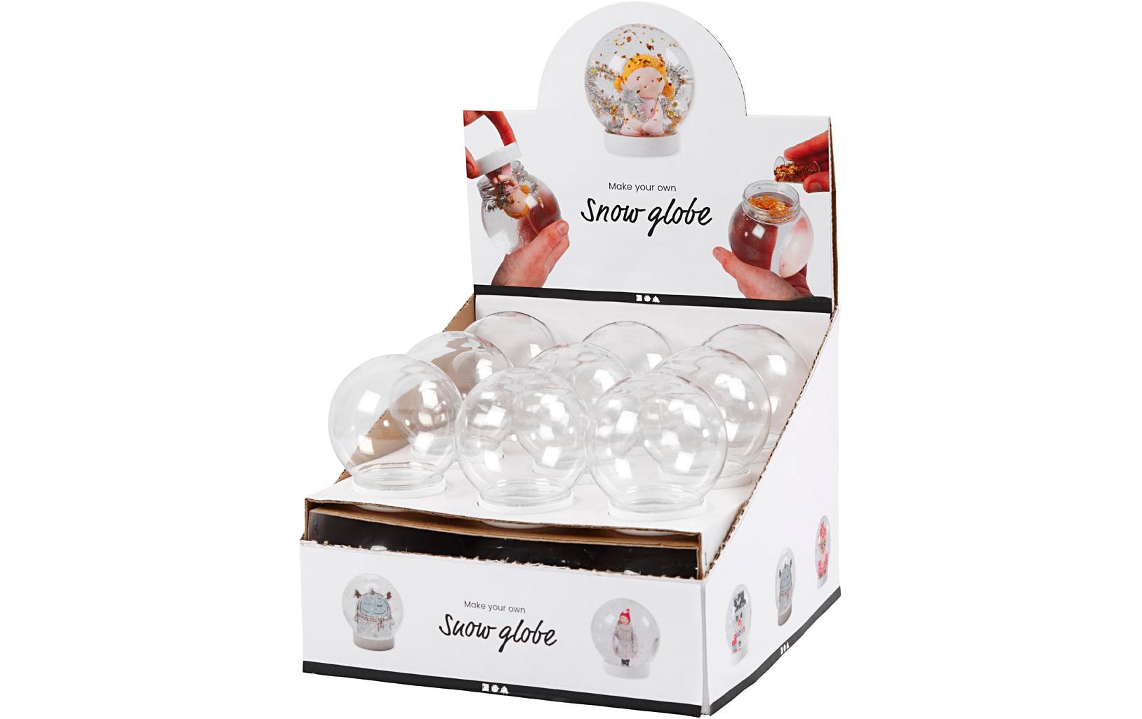 Creativ Company Schneekugel aus Kunststoff, transparent, Ø 8 cm × 8,5 cm, Set à 18