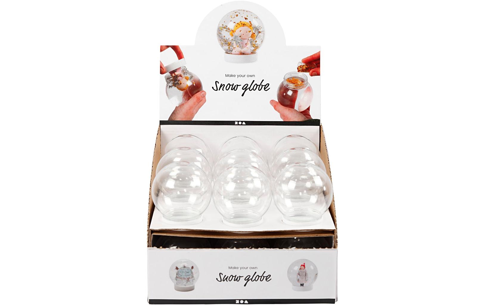 Creativ Company Schneekugel aus Kunststoff, transparent, Ø 8 cm × 8,5 cm, Set à 18