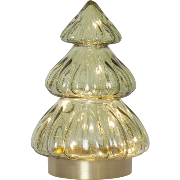Star Trading Dekorationsfigur – Ø 12 × 18 cm – Glas, Grün – 20 LEDs, Timer 6/18 h, Batteriebetrieb 3 × AAA