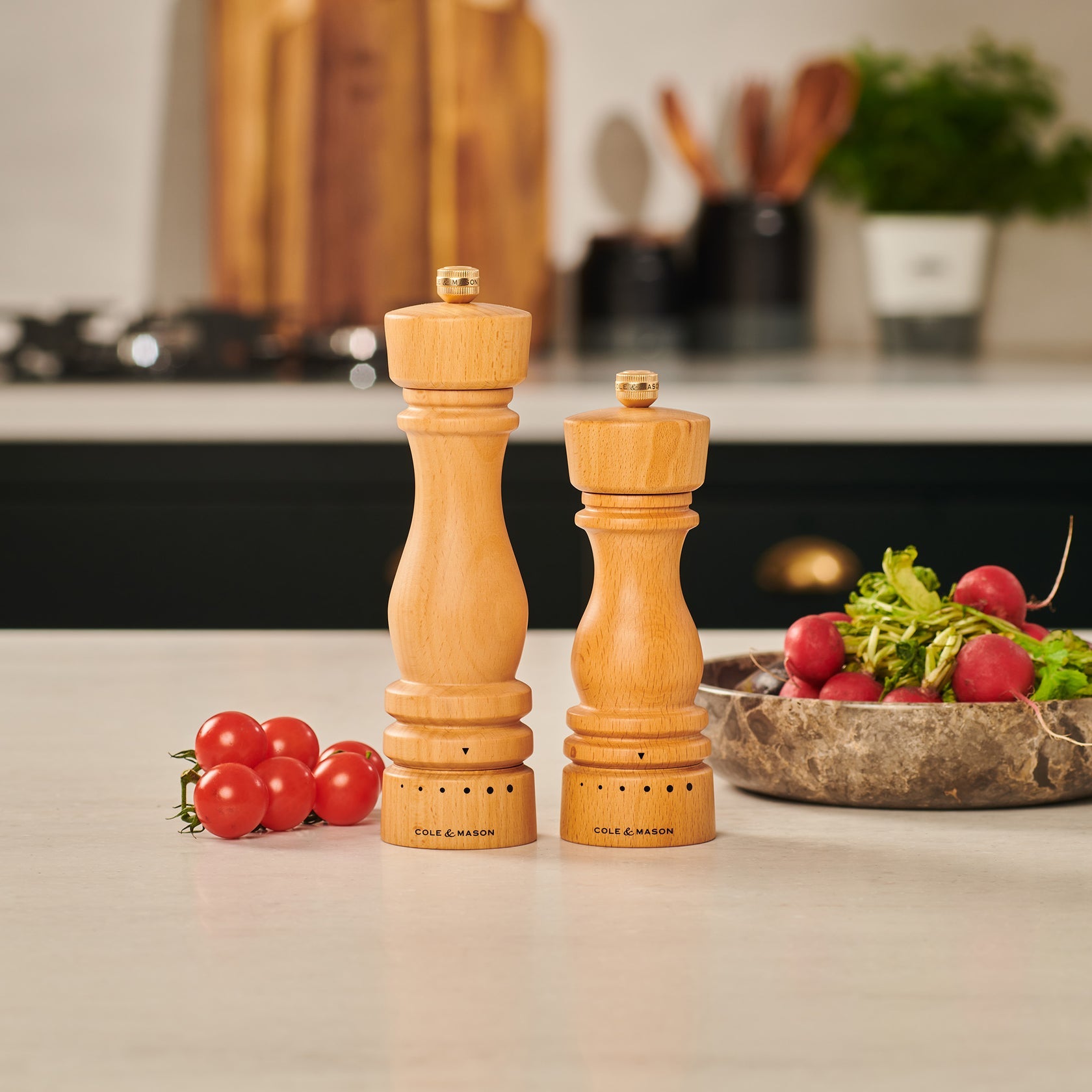 Cole & Mason London PM – Salz-/Pfeffermühle Ø 6 × 18 cm, Buchenholz, Braun