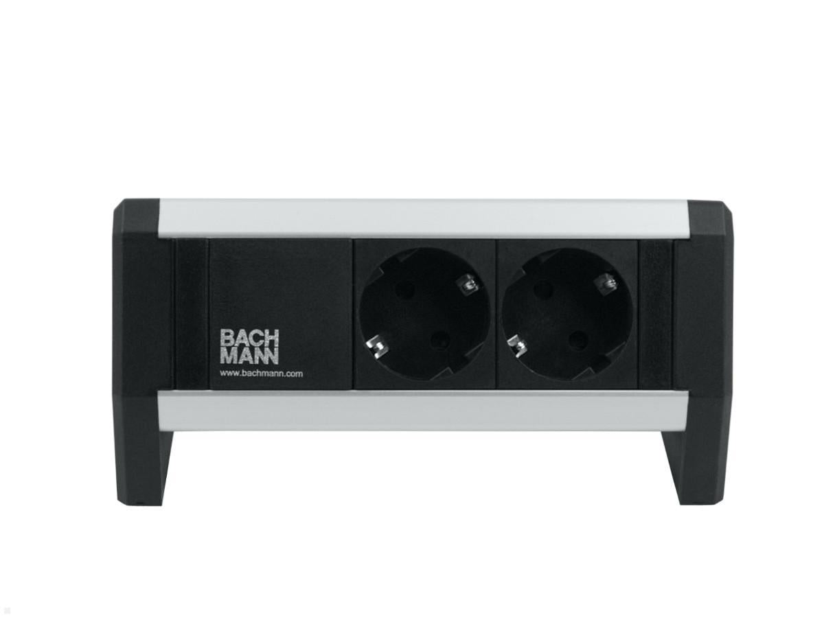 Bachmann DESK Steckdosenleiste – 2×Schuko (Typ E/F), Tischmontage, Wieland GST18, Schwarz