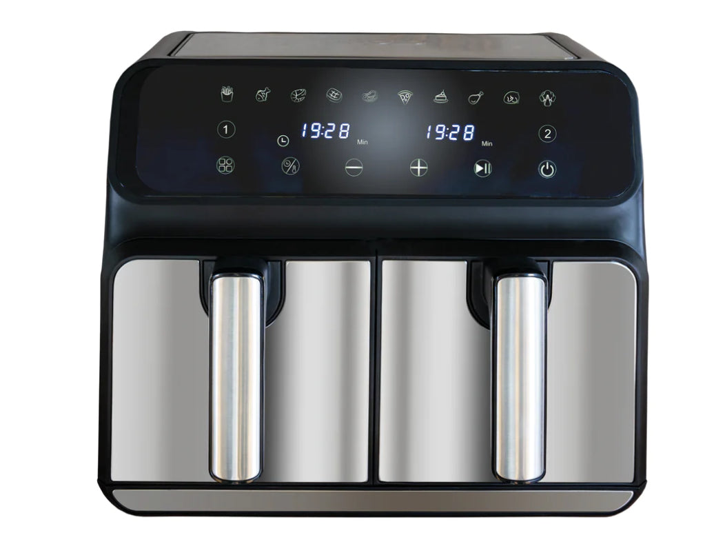 Unold Heissluftfritteuse TWIN ZONE 58685 – 8 l, Doppelkammer, 1700 W – Schwarz/Grau