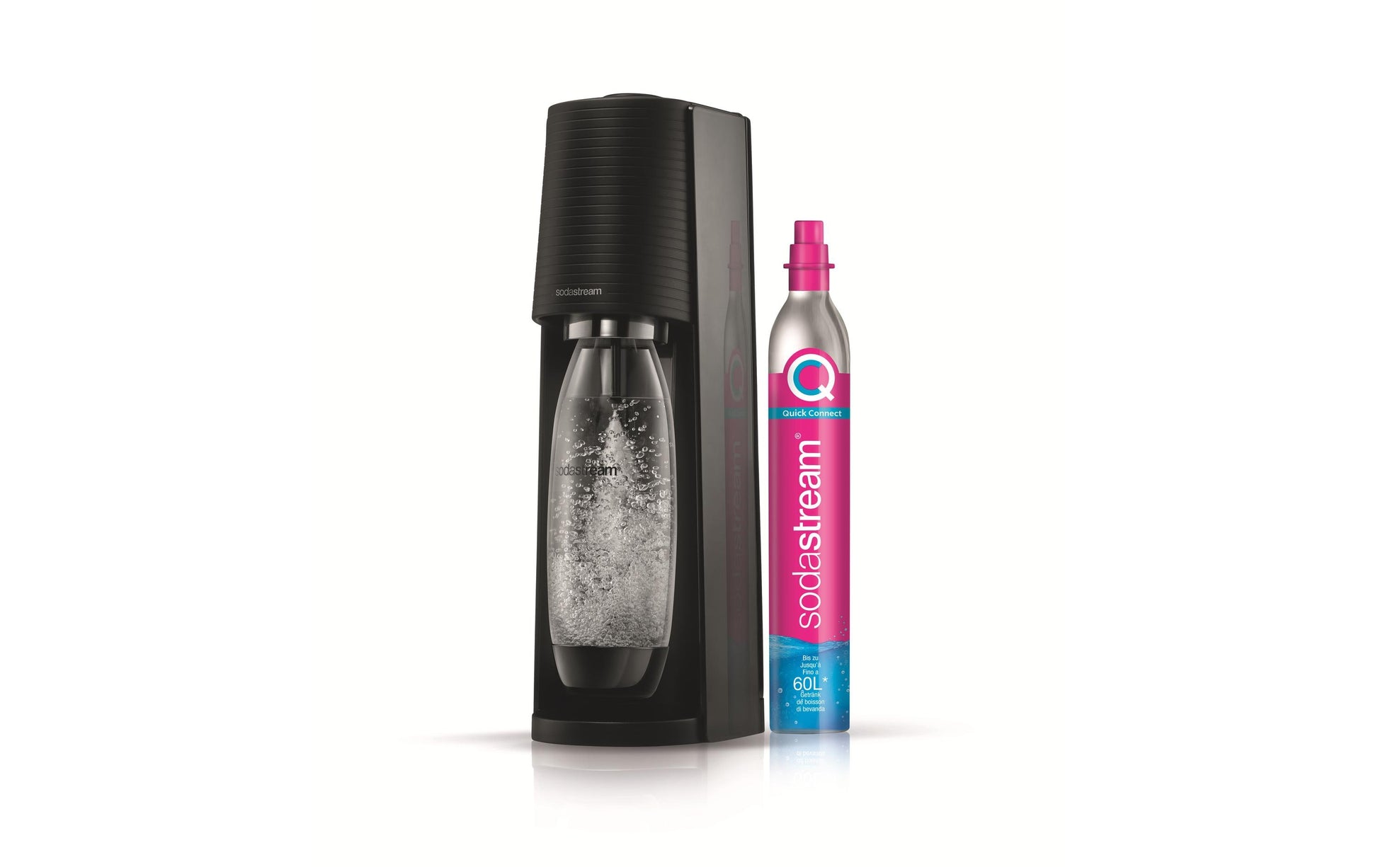 SodaStream Soda-Maker Terra – 1 l PET-Flasche, Karbonisator für 60 l – Schwarz