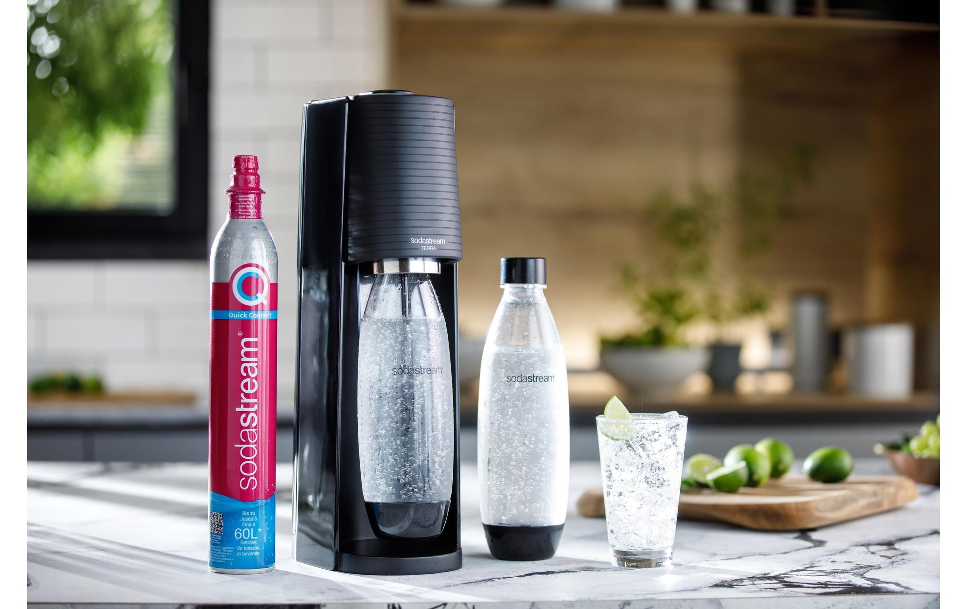 SodaStream Soda-Maker Terra – 1 l PET-Flasche, Karbonisator für 60 l – Schwarz