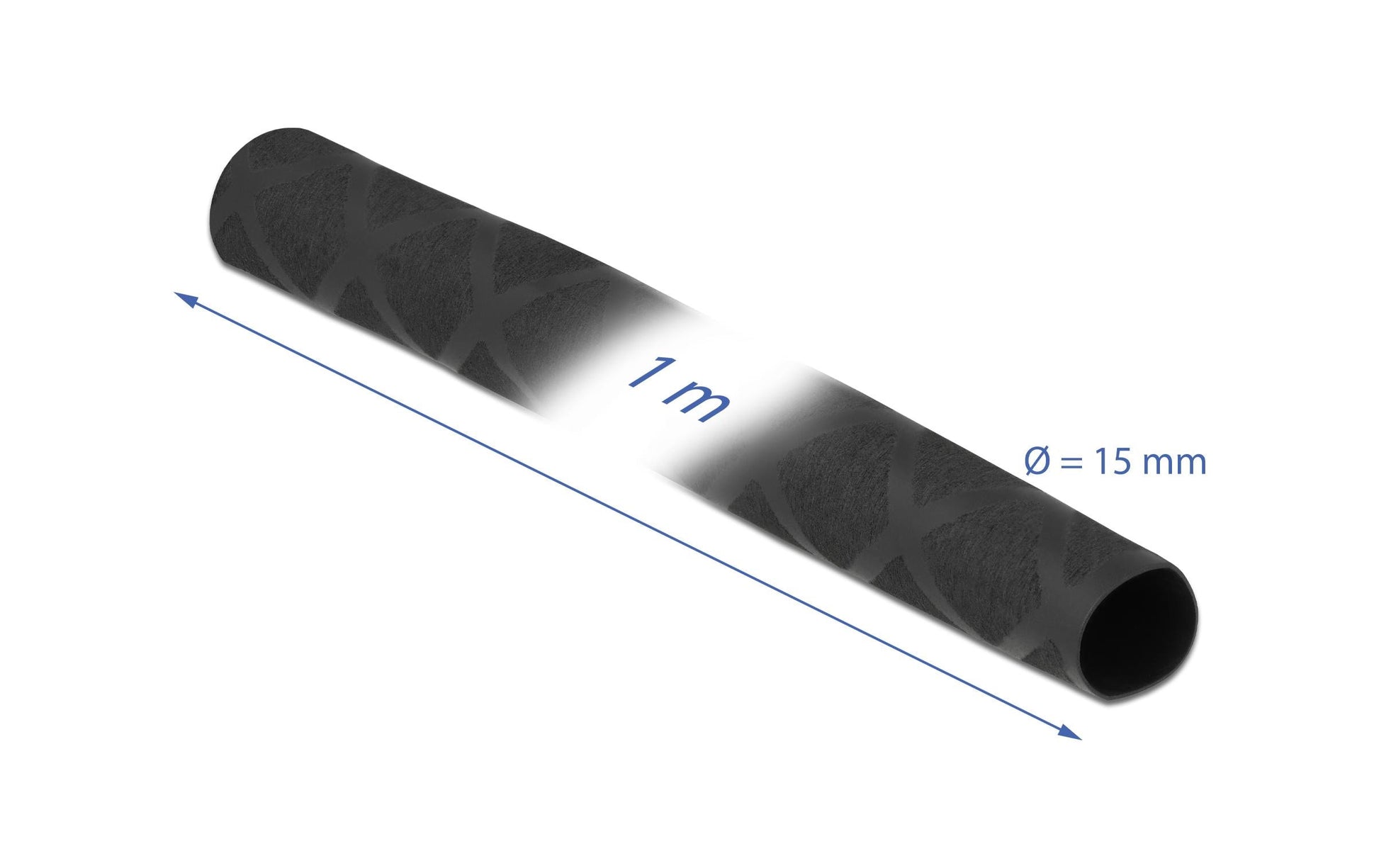 DeLOCK Schrumpfschlauch-Set, 1 Stk., Ø 15 mm × 1 m – schwarz