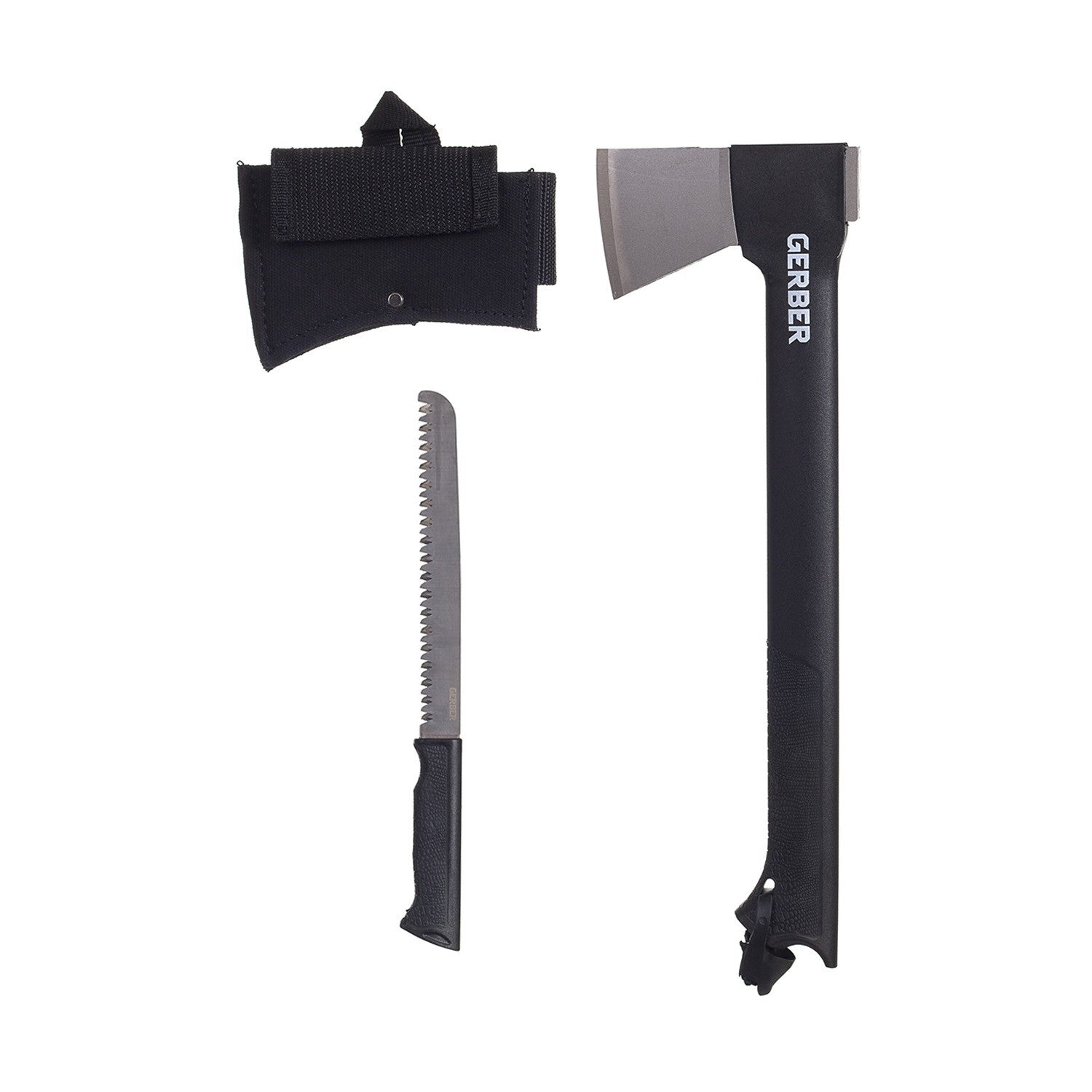 Gerber Gator Combo Axe II – Axt Klingenlänge 69 mm, rostfreier Stahl, gummierter Nylongriff, schwarz, silber