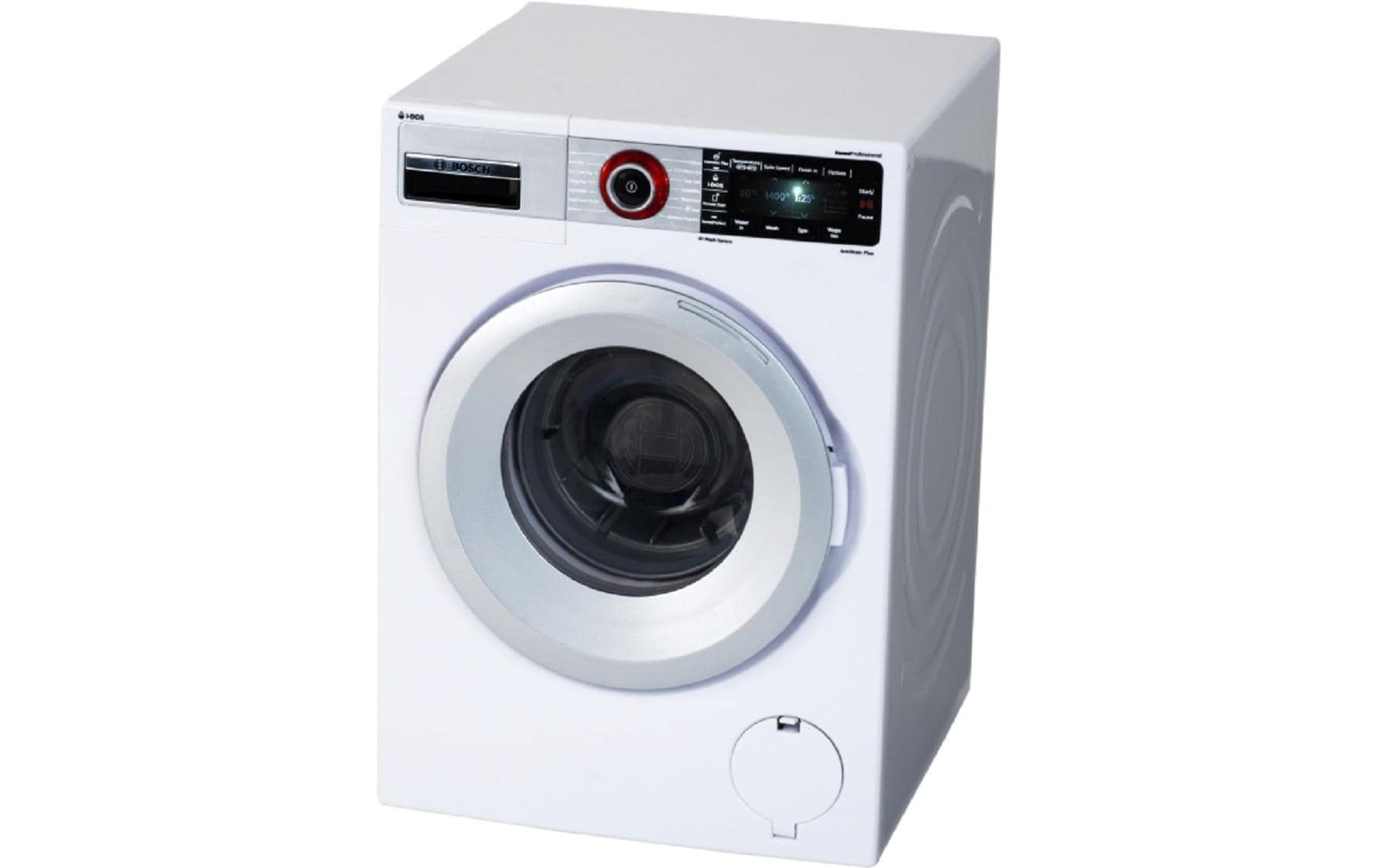 Theo Klein Spielzeug-Waschmaschine – mit Ton, 3×LR14 – 18,5×26,0×18,0 cm – ab 3 J. – schwarz/weiss