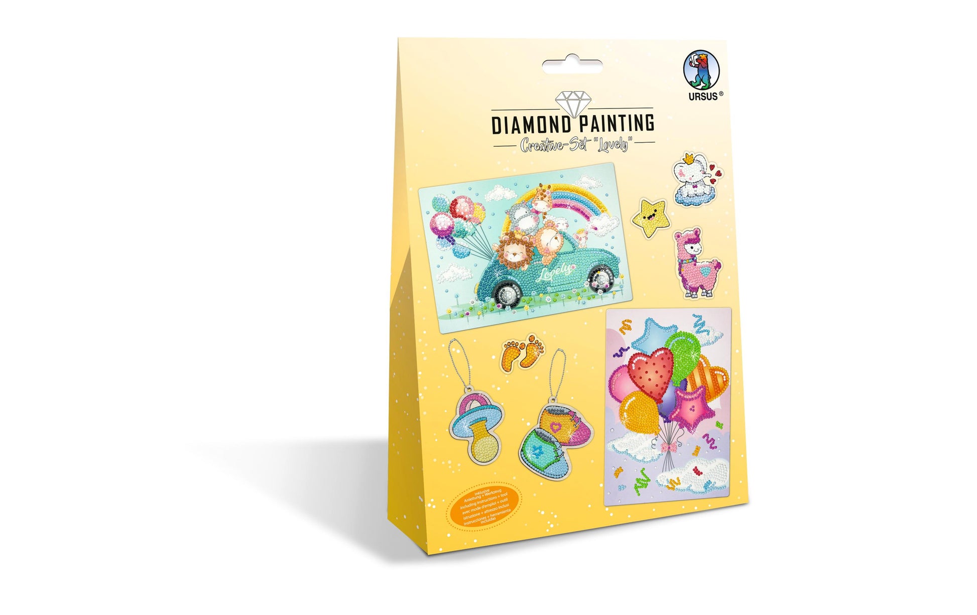 URSUS Diamond Painting Creativ-Set Lovely – 2 A5 Karten, 1 Stickerbogen – ab 8 Jahren