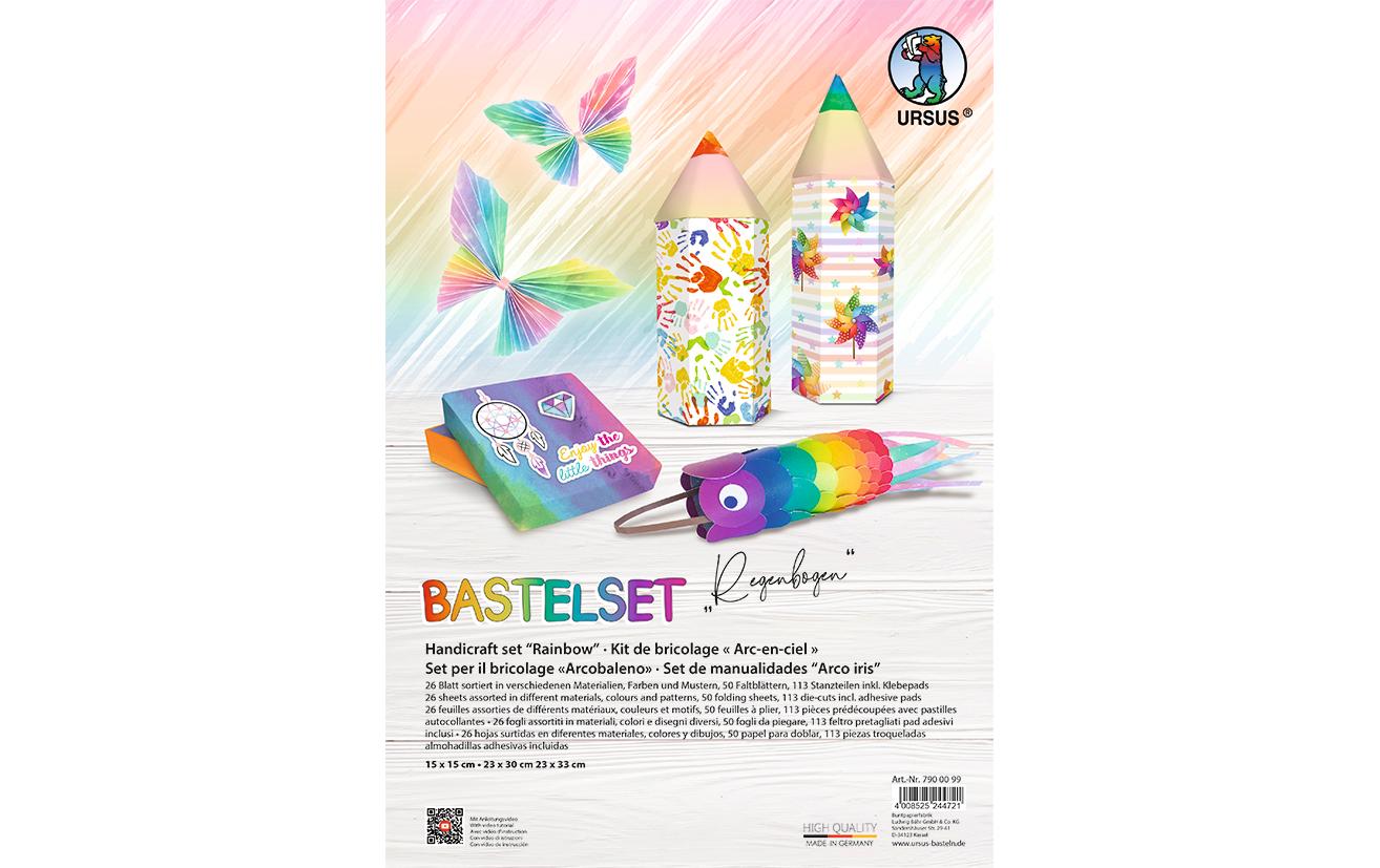 URSUS Bastelset – Rainbow – 189-teilig – 26 Blatt Kunstpapier – ab 5 Jahren