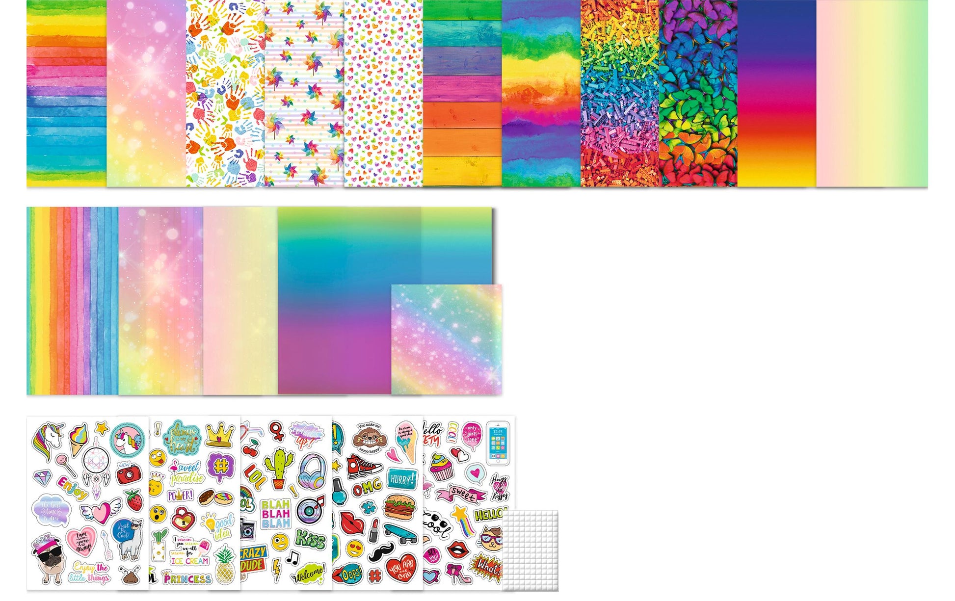 URSUS Bastelset – Rainbow – 189-teilig – 26 Blatt Kunstpapier – ab 5 Jahren