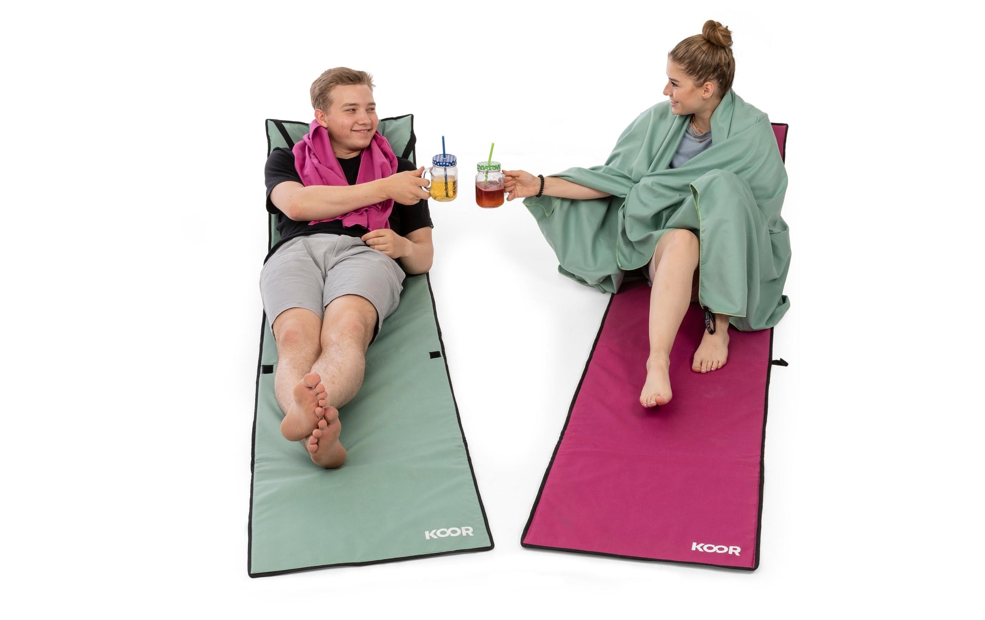 KOOR Strandmatte Calma – schnelltrocknend – 220 × 55 cm – Mint – PE-Schaumstoff, 600D Polyester Canvas