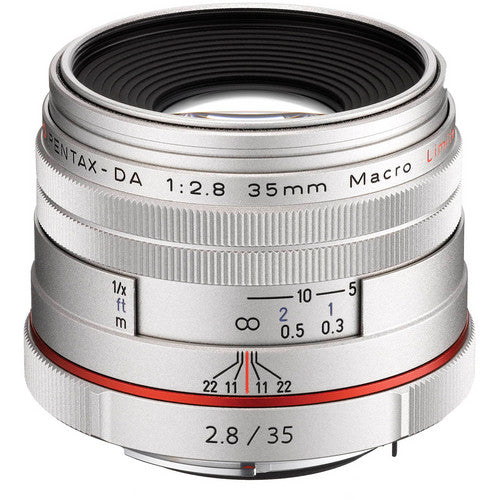Pentax HD-DA 35 mm f/2.8 Makro Limited Objektiv – Pentax K Bajonett, 1:1 Makro – 49 mm Filter – Silber