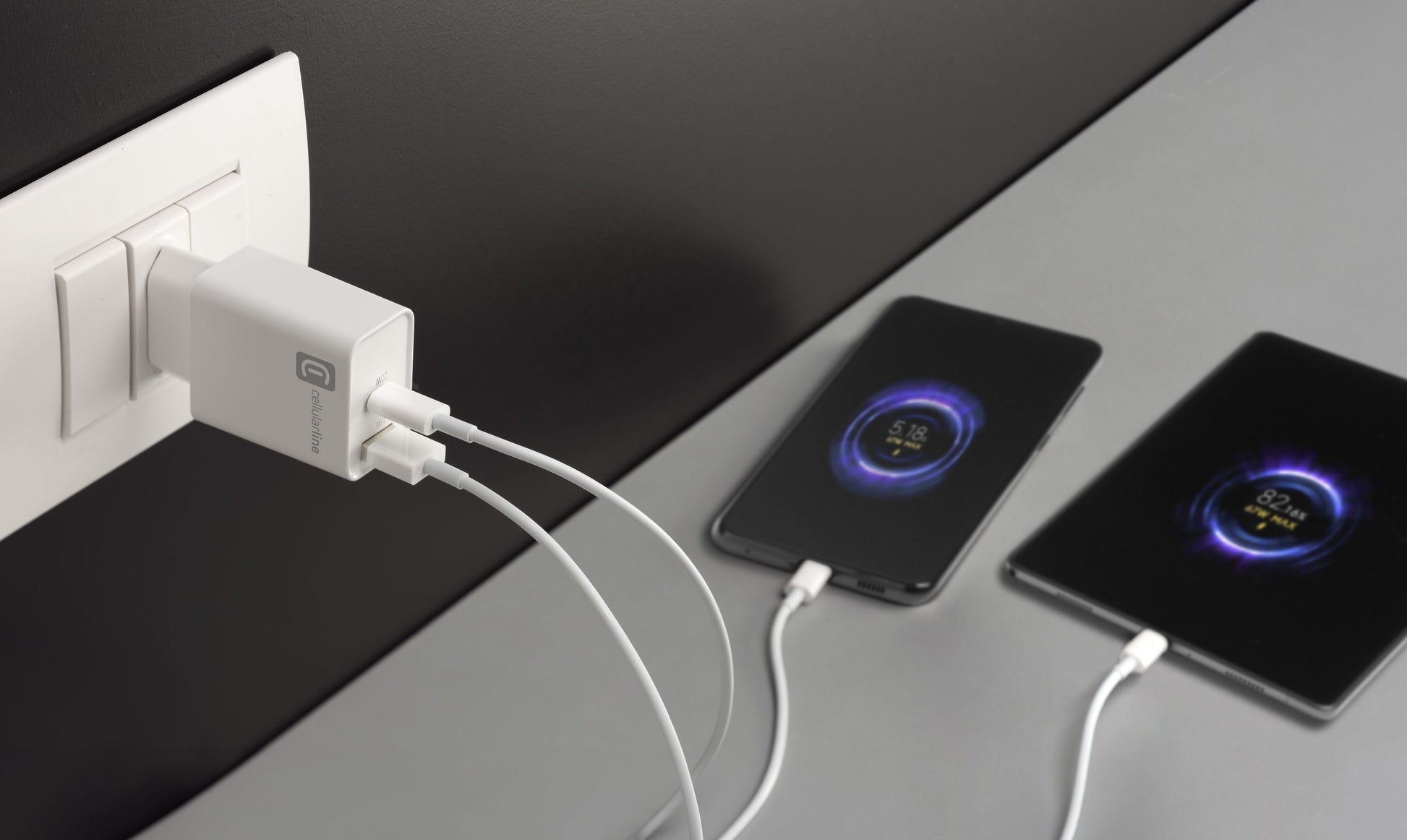 Cellularline USB-Ladegerät 20 W – USB-C×1, USB-A×1 – PD – EU-Stecker (Typ C) – Weiss