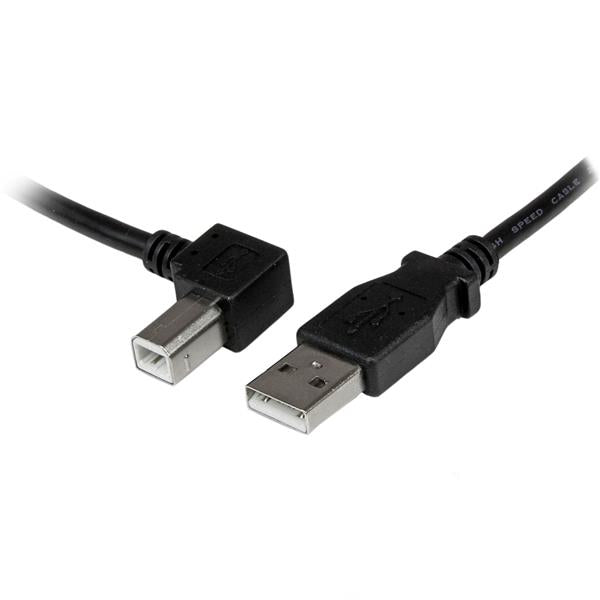 StarTech.com USB-A auf USB-B Kabel – USB 2.0 (480 Mbit/s) – 3 m – Abgewinkelt, PVC-Mantel – Schwarz
