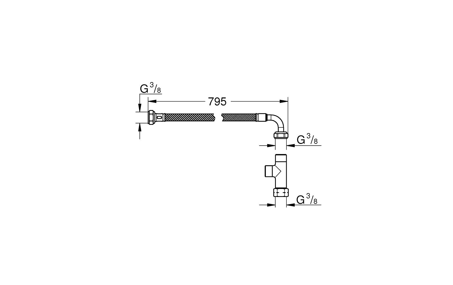 GROHE Anschlussgarnitur – Edelstahl, Anschluss 3/8", Schlauch 79,5 cm