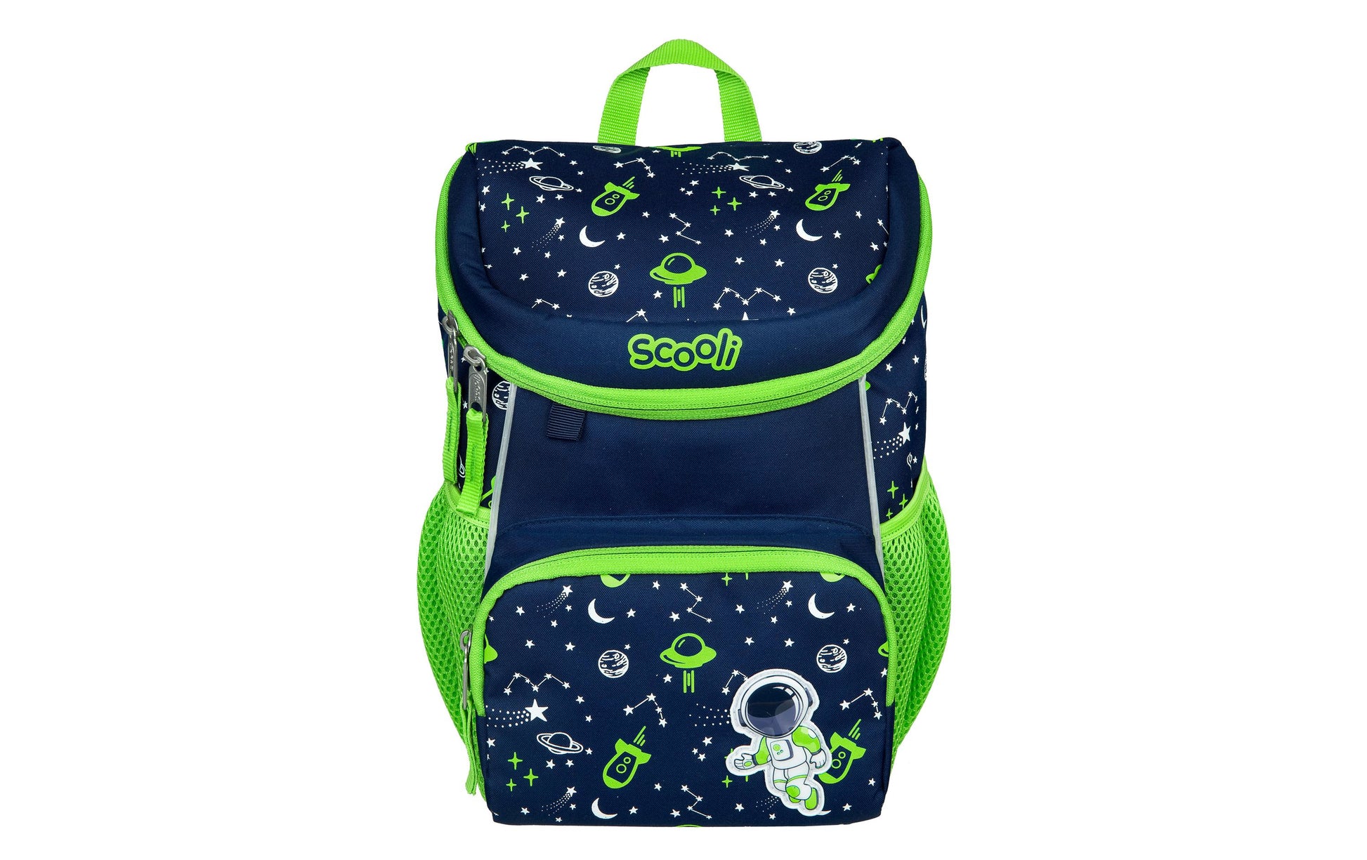Scooli Kindergartenrucksack – Weltall – Grün/Blau – 20×19×13 cm – Recycelte Materialien