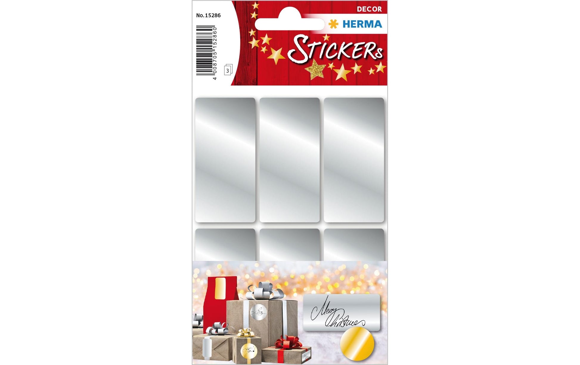 HERMA Schmucketiketten – 18 Stück – permanent – silber – 26 × 54 mm