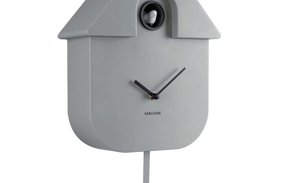 Karlsson Kuckucksuhr – 21,5 × 41 × 8,5 cm, Grau, Kunststoff