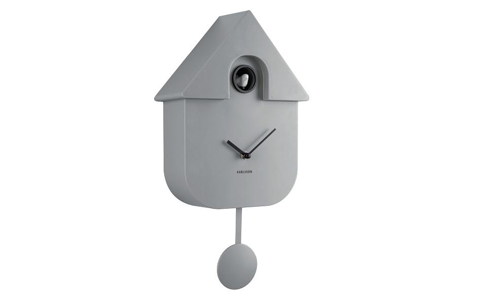 Karlsson Kuckucksuhr – 21,5 × 41 × 8,5 cm, Grau, Kunststoff