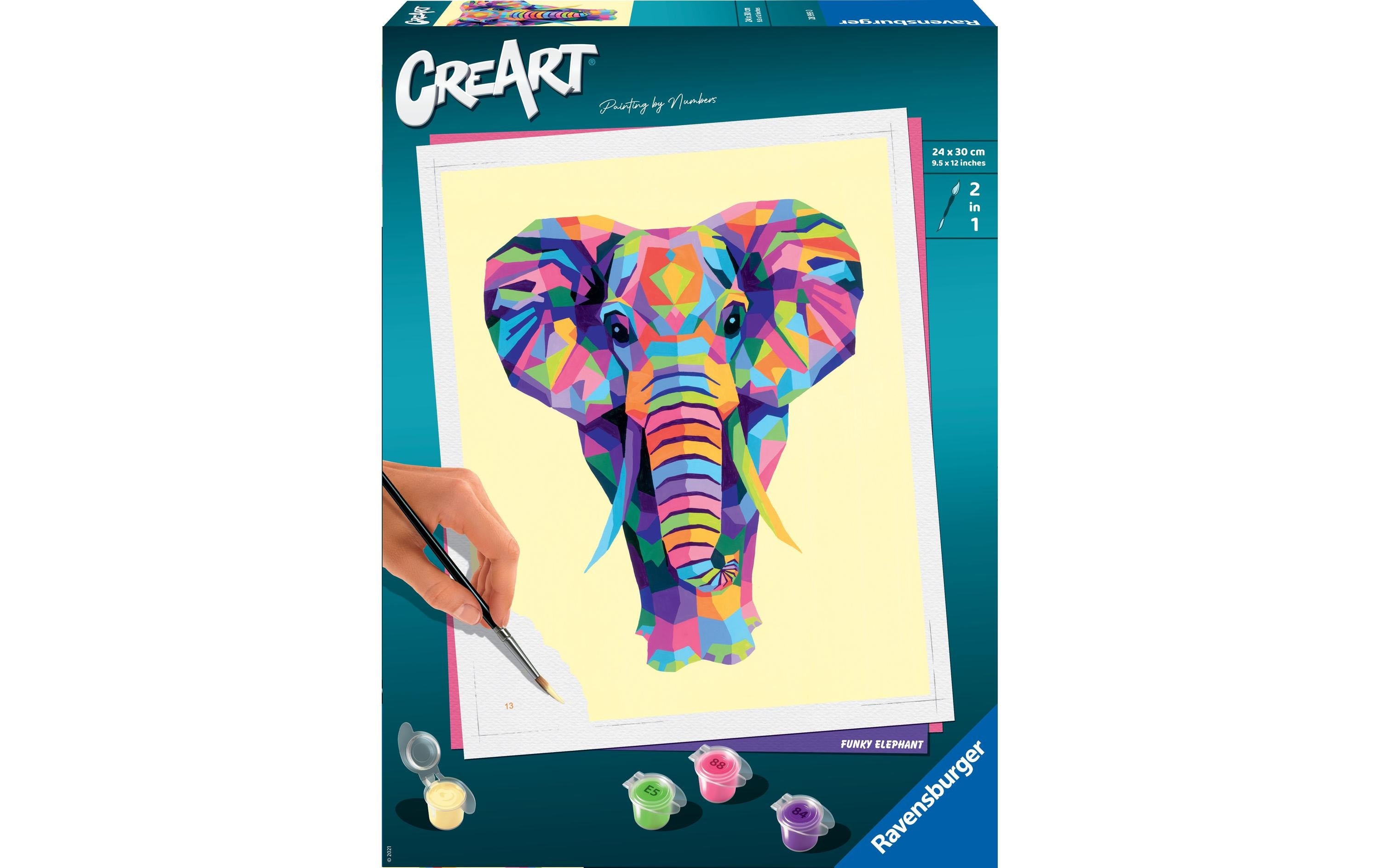 Ravensburger Serie C – Malen-nach-Zahlen-Set – Funky Elephant – ab 12 Jahren