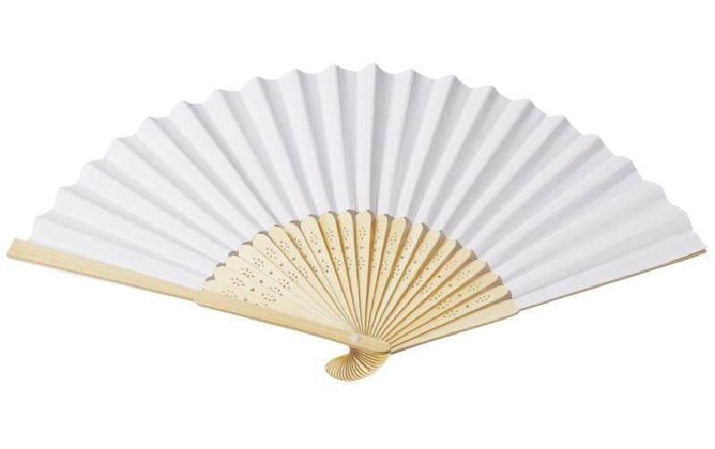 HobbyFun Fächer – Weiss/Hellbraun – 20 cm – Papier/Holz