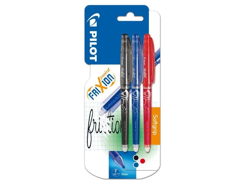 Pilot FriXion Point – Tintenroller, 0,25 mm, schwarz/blau/rot, radierbar – 3 Stk.