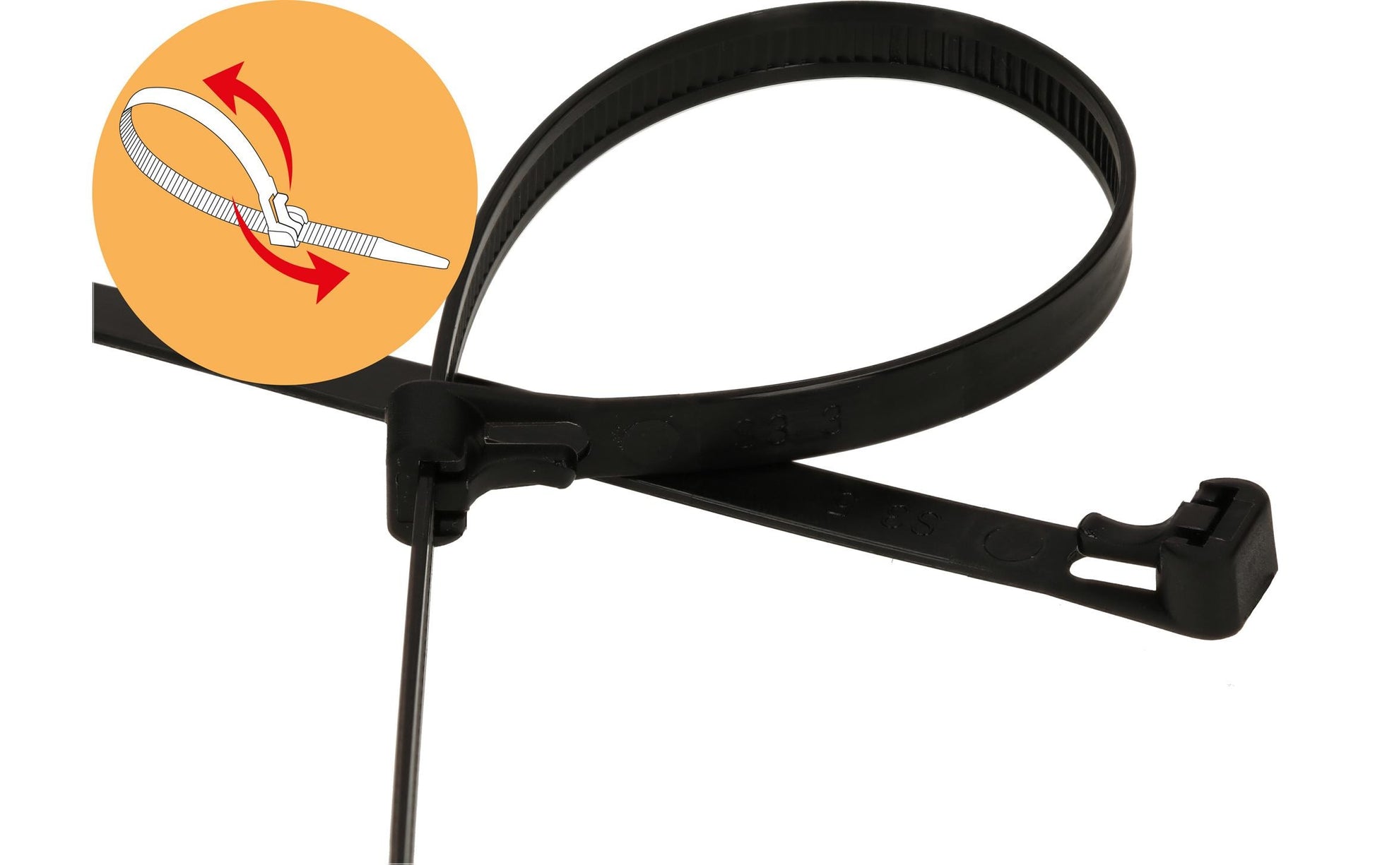 Max Hauri AG Max Hauri Kabelbinder, 7,5×200 mm, 20er-Pack, wiederverwendbar – schwarz