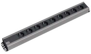 Bachmann Steckdosenleiste, 9×T13, ohne Schalter, 2 m, wiederanschliessbar, IP20 – schwarz/grau