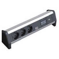 Bachmann DESK1 Tischsteckdosenleiste, 3×Schutzkontakt, 1×USB-A, ohne Schalter