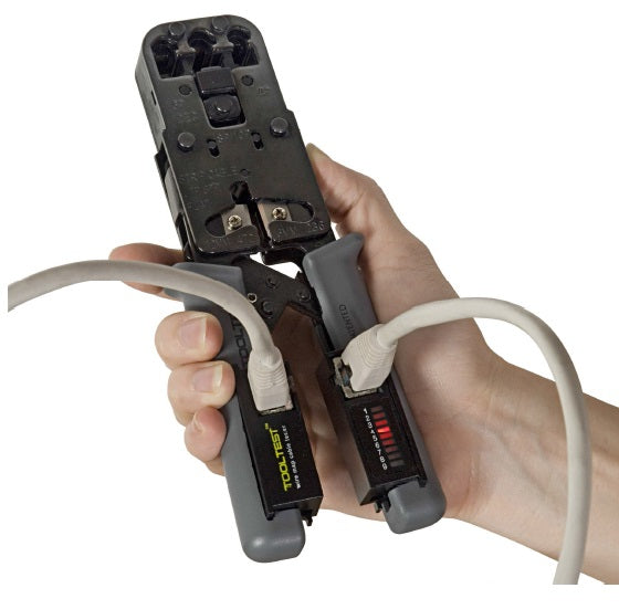 HOBBES Tooltest – Netzwerk-Kabeltester – RJ45, LED-Anzeige, 3× LR44, für UTP/STP