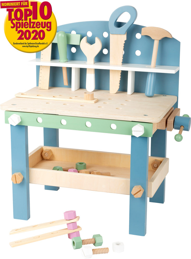 Small foot Kompakte Werkbank Nordic – 45 × 52 × 28 cm – ab 3 Jahren – Holz – Mehrfarbig