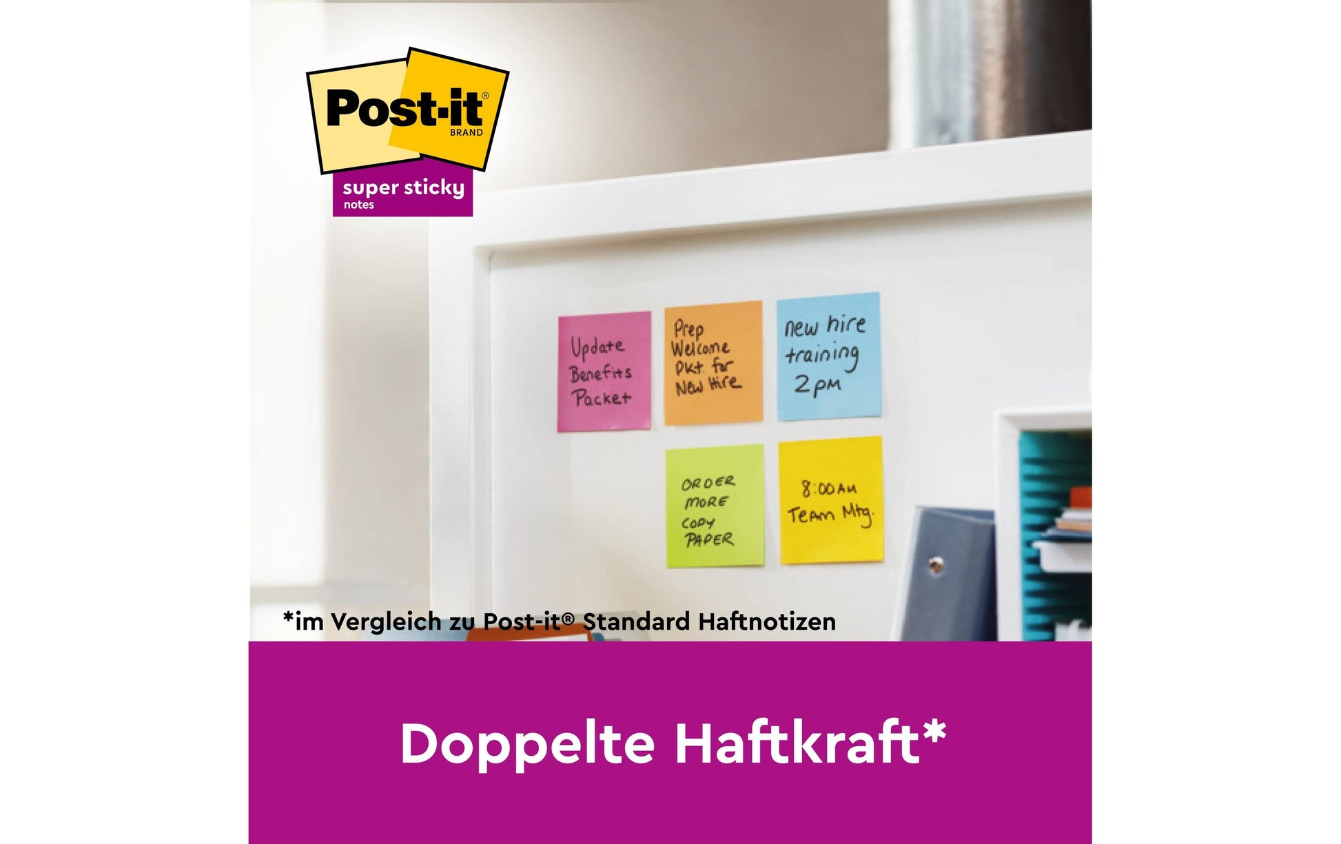 3M Post-it Z-Notes Haftnotizen – 76 × 76 mm – sortiert, Super Sticky, Z-Faltung, 100 Blatt/Block, 24er-Pack