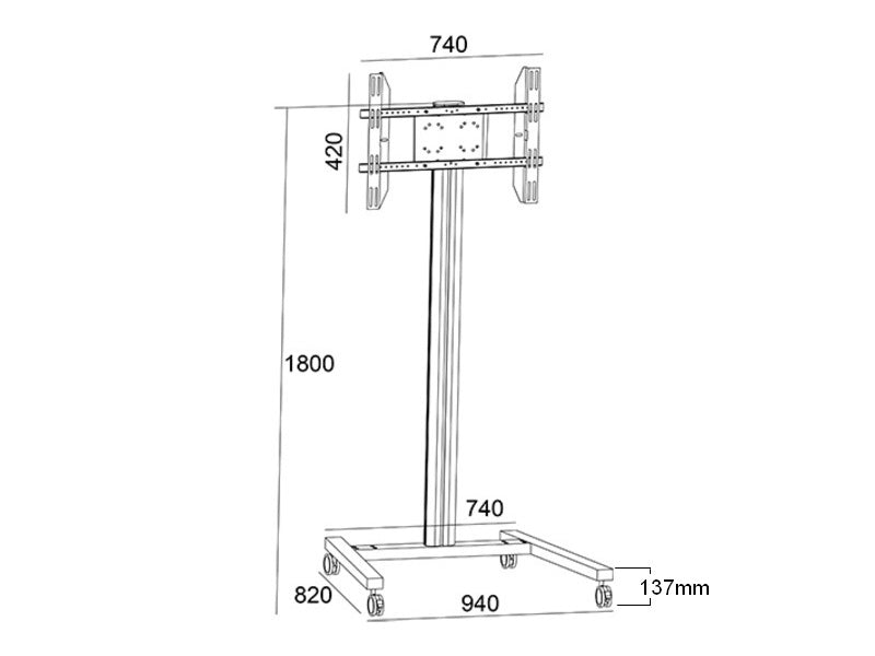 Multibrackets 180 S – Displayständer, fix, höhenverstellbar, für 44", VESA 75×75, bis 50 kg, schwarz