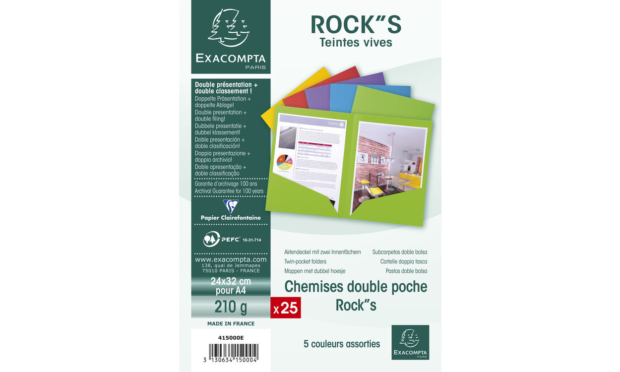 Exacompta Dokumentenmappe A4 – Karton, Mehrfarbig, 25 Stk.