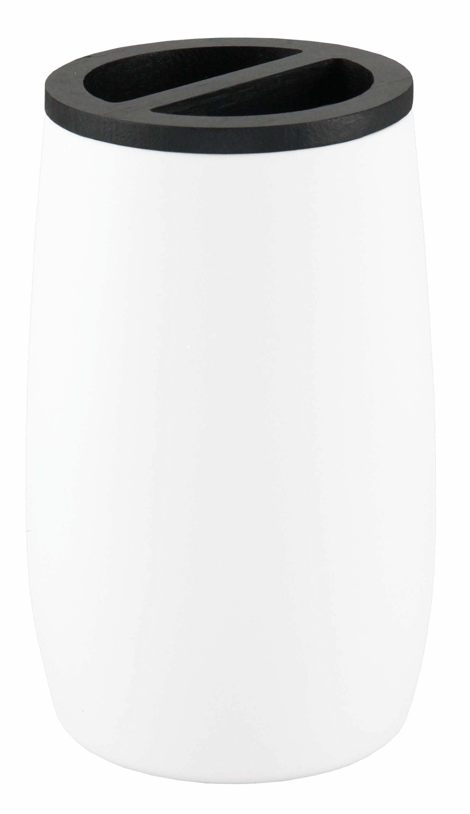 Kleine Wolke Zahnbürstenhalter (freistehend) – ABS/Bambus, 7,4×7,4×12,2 cm, Weiss