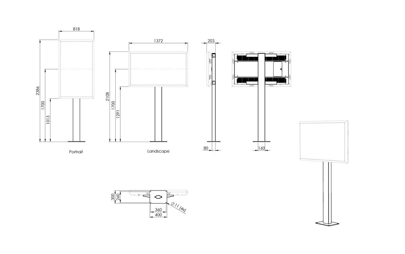 Vogel's 6VO OFMLG55XE4F – Displayständer, Outdoor, korrosionsbeständig, bis 55", bis 40 kg, für LG 55XE4F