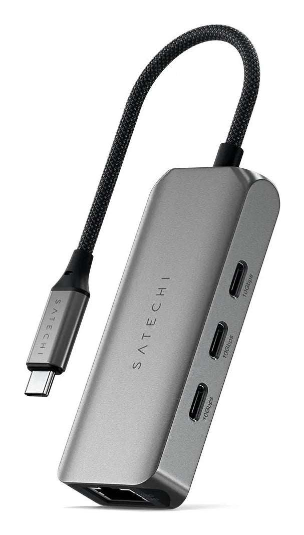 Satechi ST-H3C25EM Multiport-Adapter – USB-C, 3× USB-C, 2,5GbE, für Mac/iPadOS/Windows
