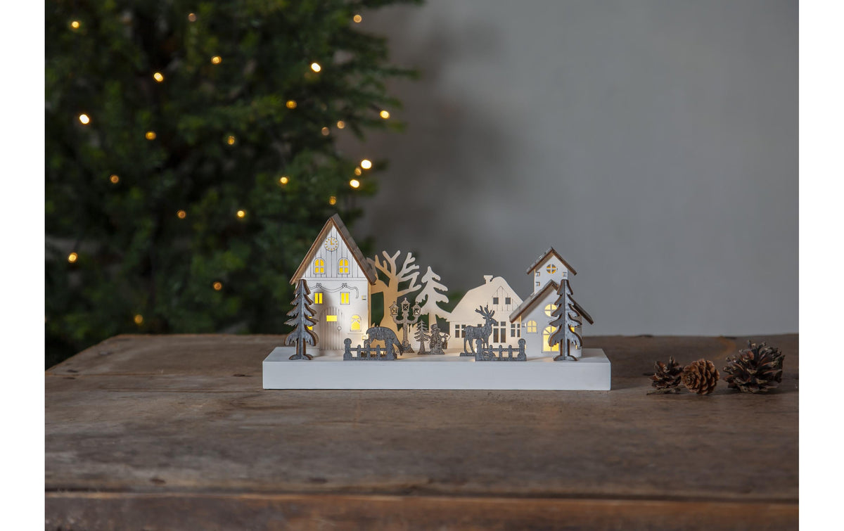 Star Trading Kerzenständer Fauna – 28 × 11 × 14 cm, 0,12 W, Warmweiss, Weiss, Timer, Batteriebetrieb