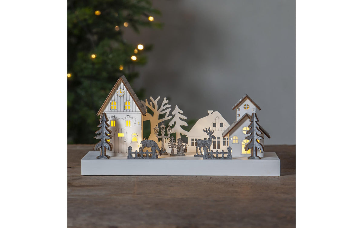 Star Trading Kerzenständer Fauna – 28 × 11 × 14 cm, 0,12 W, Warmweiss, Weiss, Timer, Batteriebetrieb