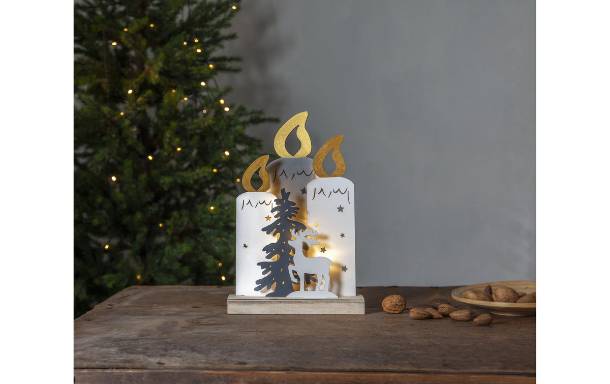 Star Trading Fauna Kerzenständer – Holz, Mehrfarbig – 22 × 34 × 6 cm